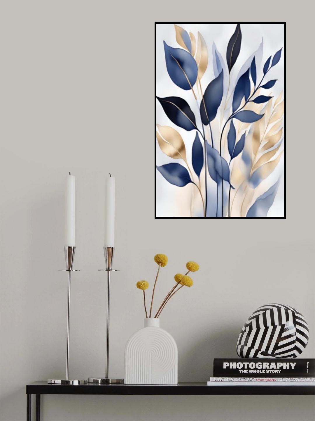 Leaves In Blue 2 Poster och Canvastavla