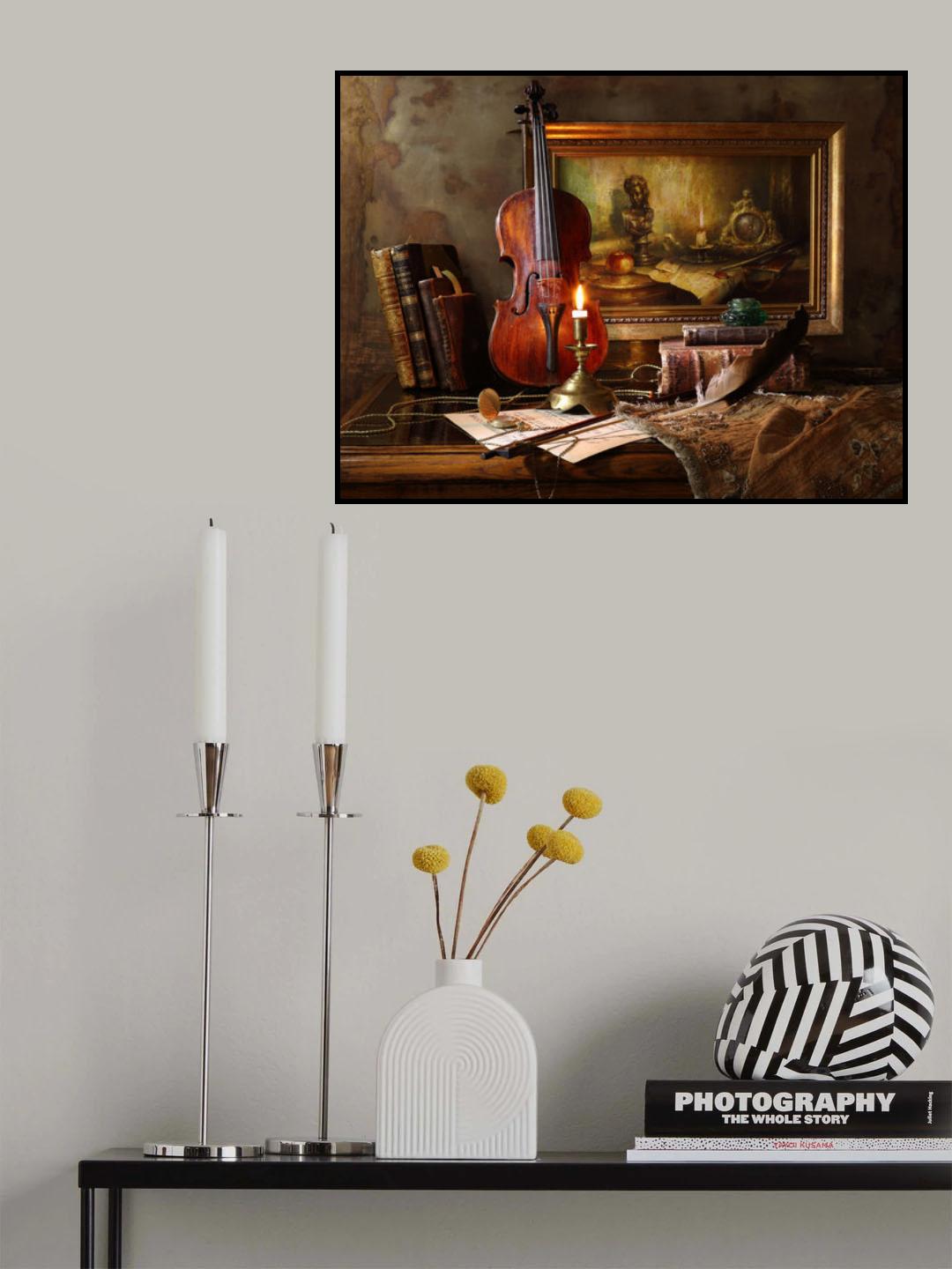 Still life with violin and painting Poster och Canvastavla