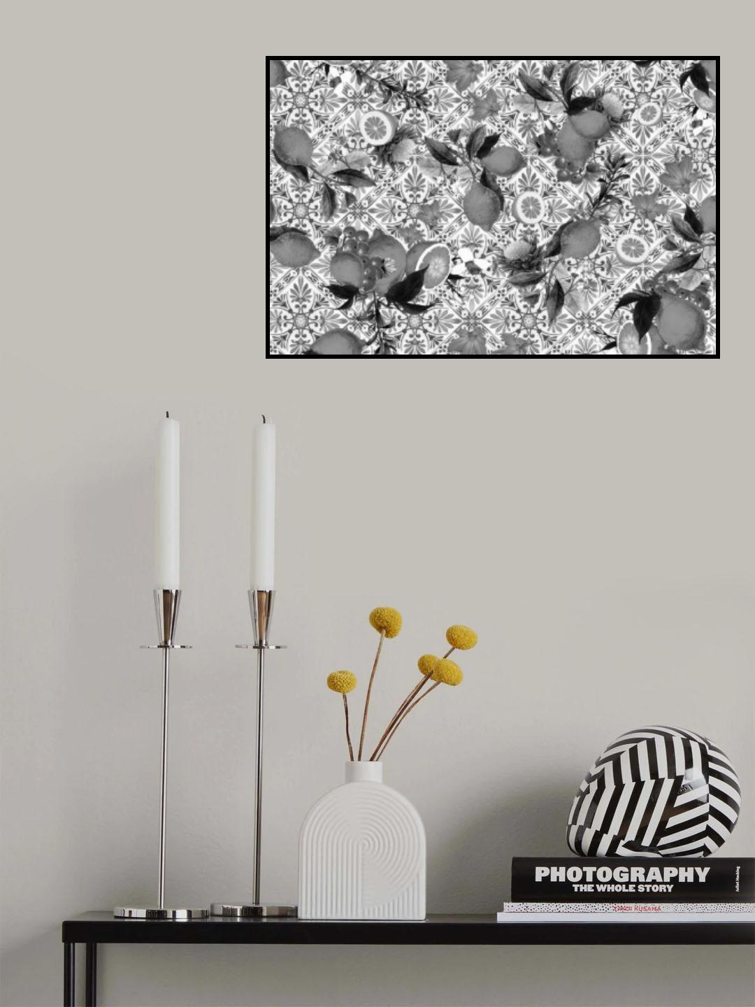 Mediterranean Summer Black & White Poster och Canvastavla