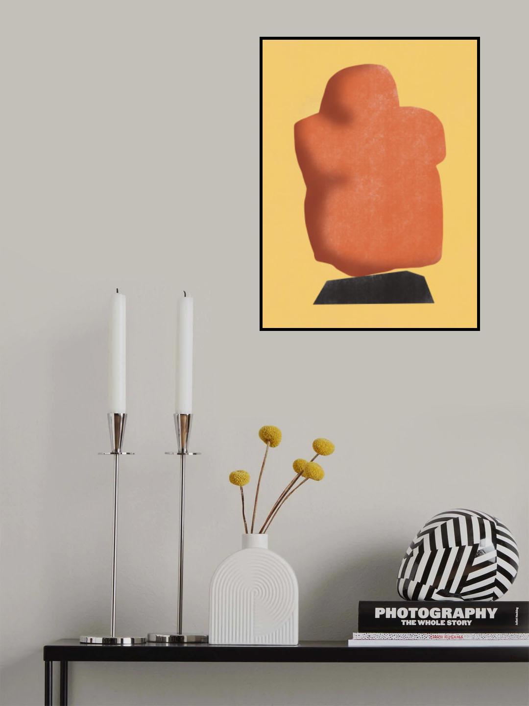 Stone Sculpture In Orange Poster och Canvastavla