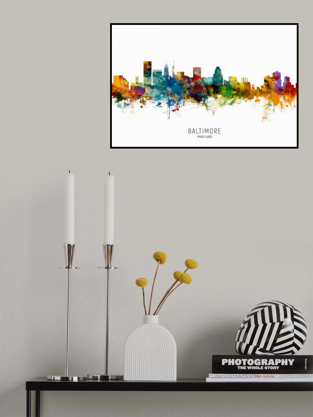 Baltimore Maryland Skyline Poster och Canvastavla