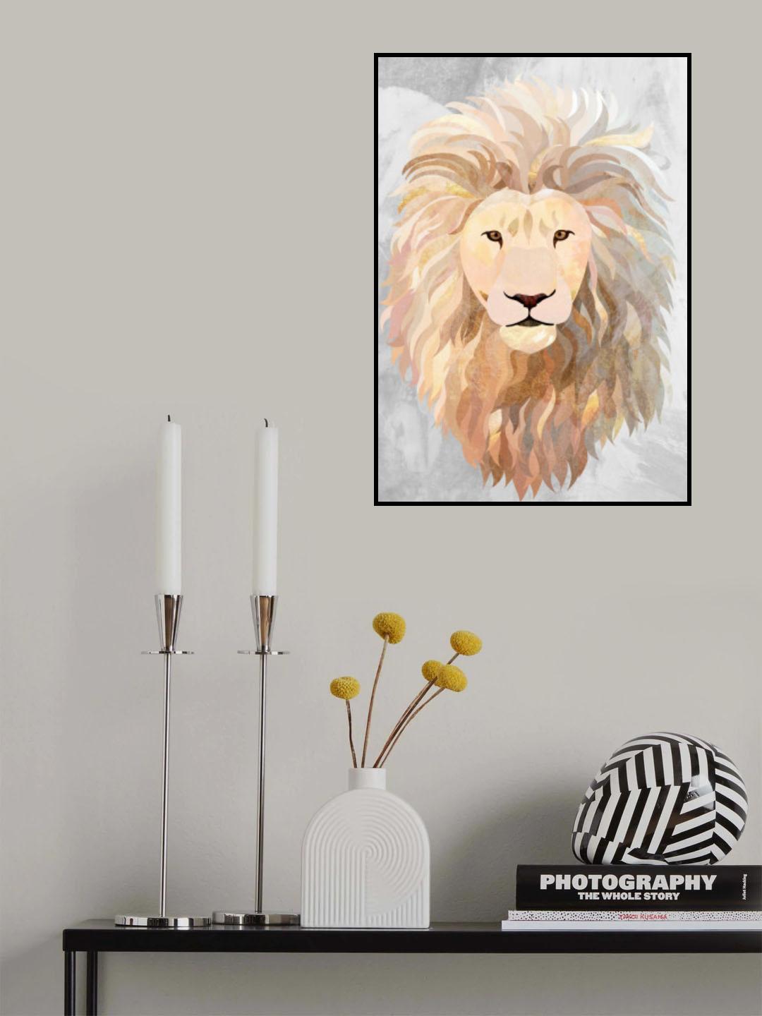 Golden lion portrait Poster och Canvastavla