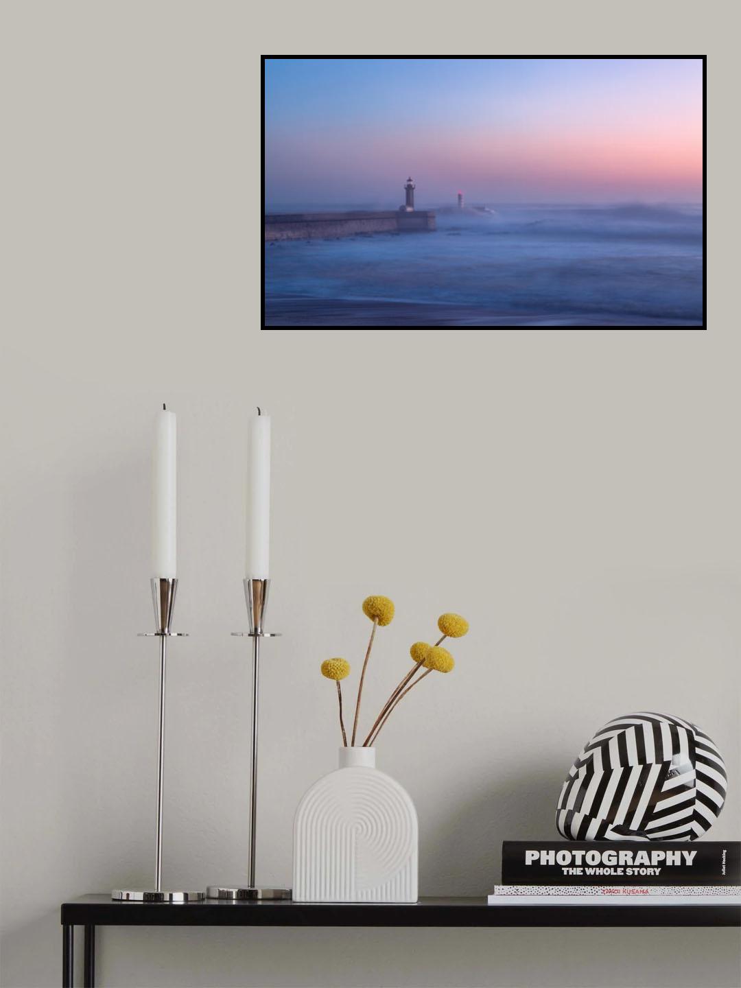 Lighthouse in Porto, Portugal. Poster och Canvastavla