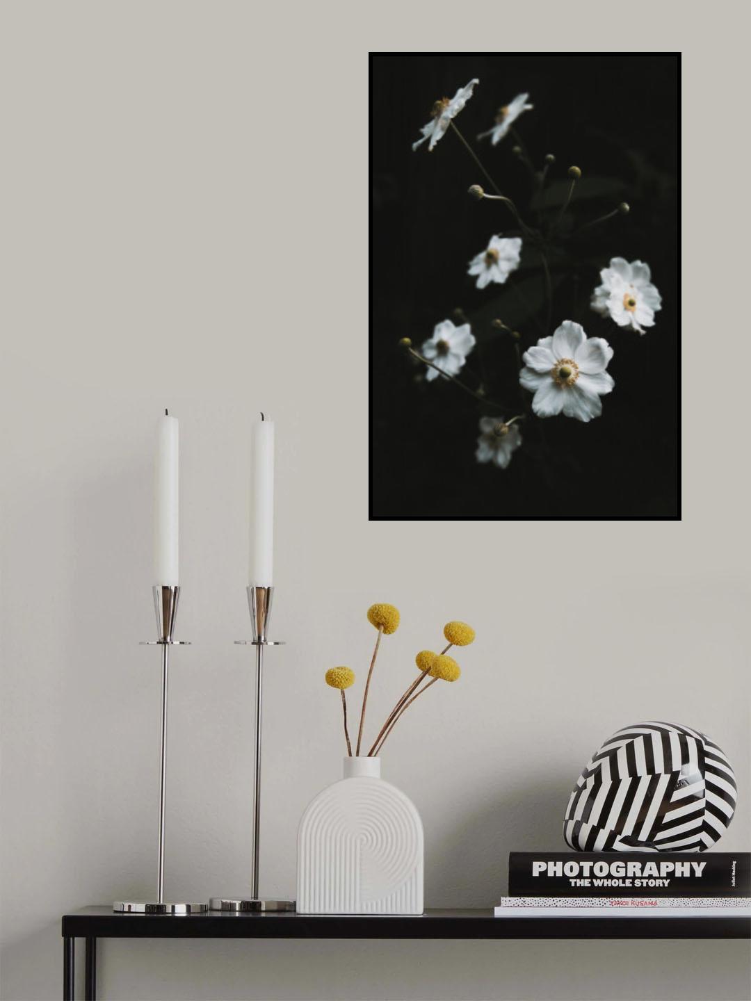 White Flowers Poster och Canvastavla