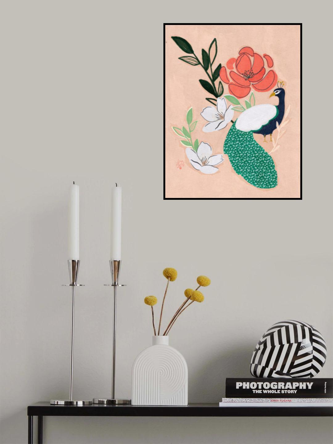 Peacock and Florals Erum Khalili Poster och Canvastavla