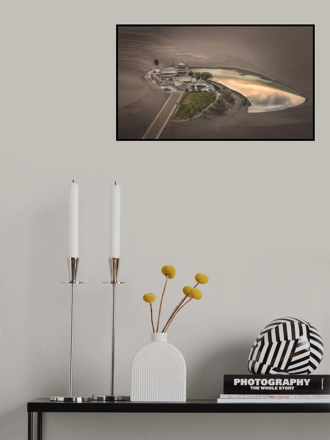 Sunset at Crescent Lake (月牙泉) Poster och Canvastavla