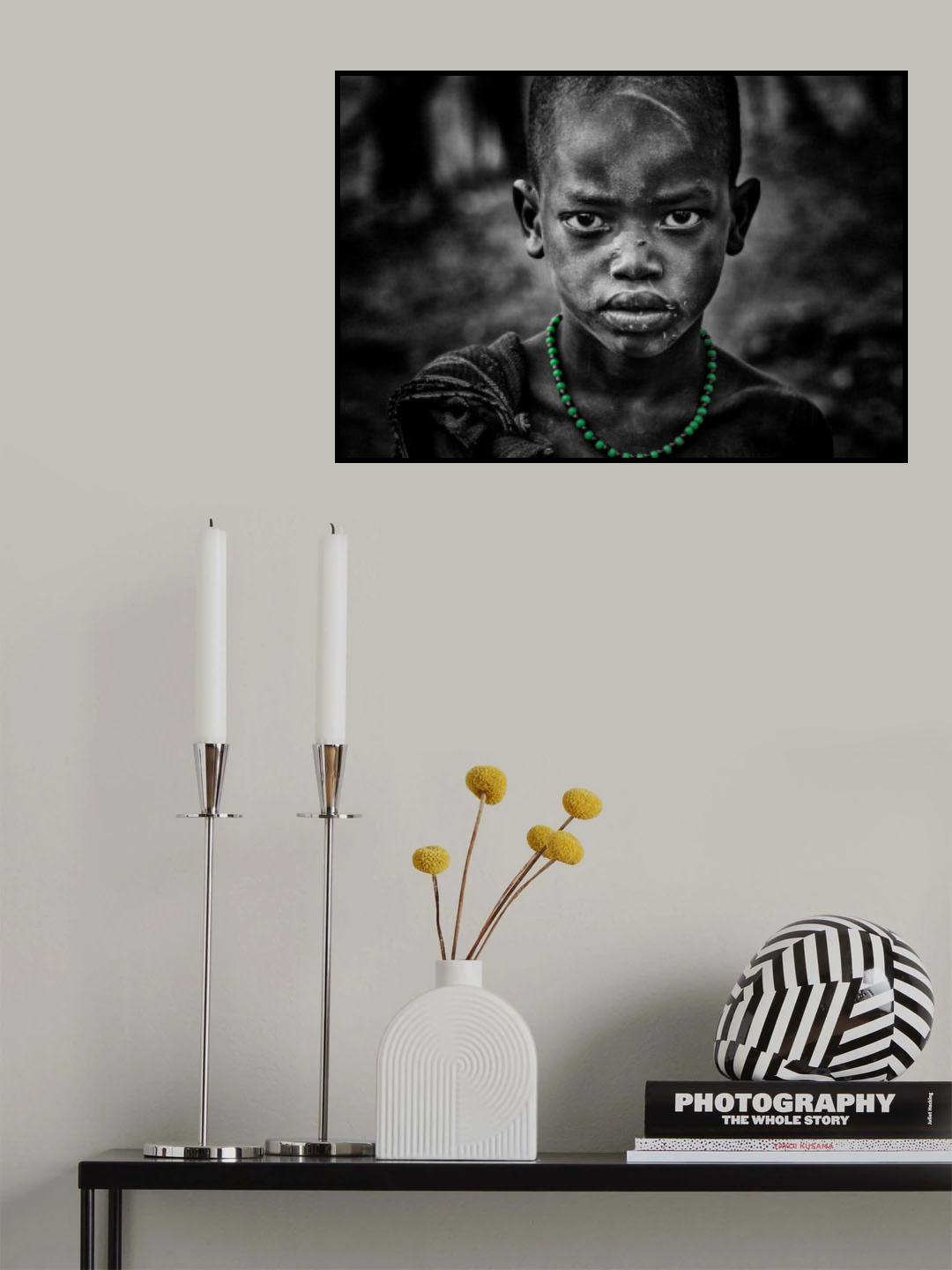 Surmi boy with a green necklace Poster och Canvastavla