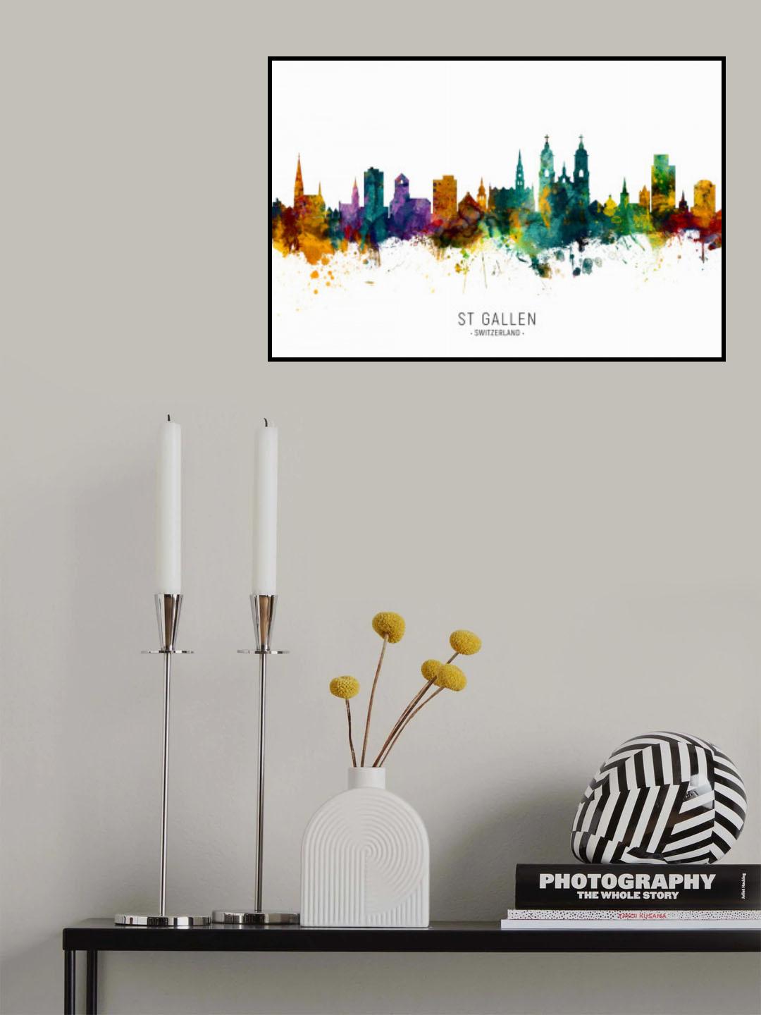 St Gallen Switzerland Skyline Poster och Canvastavla