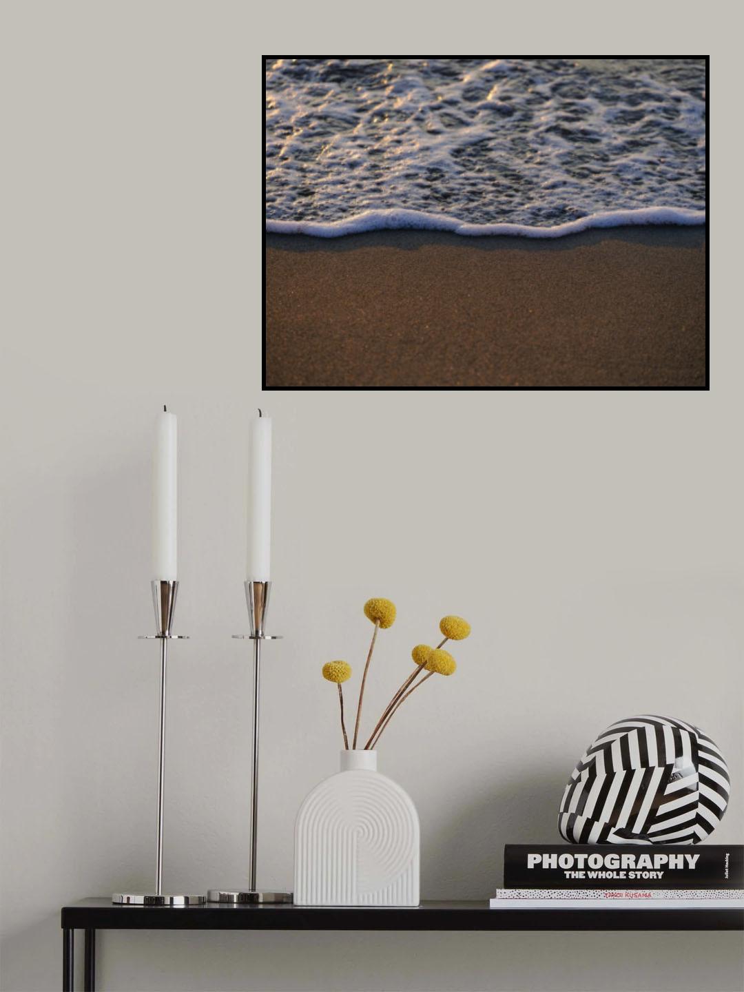 sea waves on the beach at sunset Poster och Canvastavla