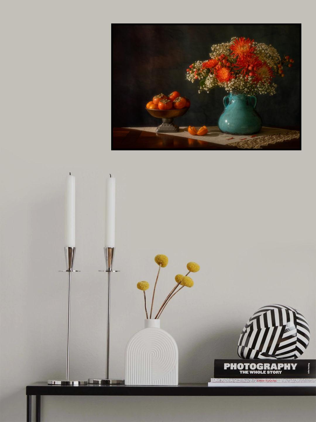 Chrysanthemum & persimmon Poster och Canvastavla