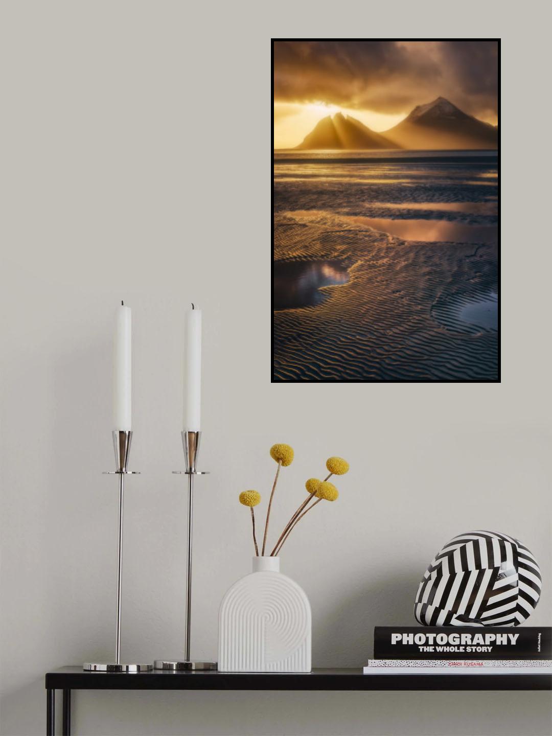 Sunset at Eystrahorn beach Poster och Canvastavla