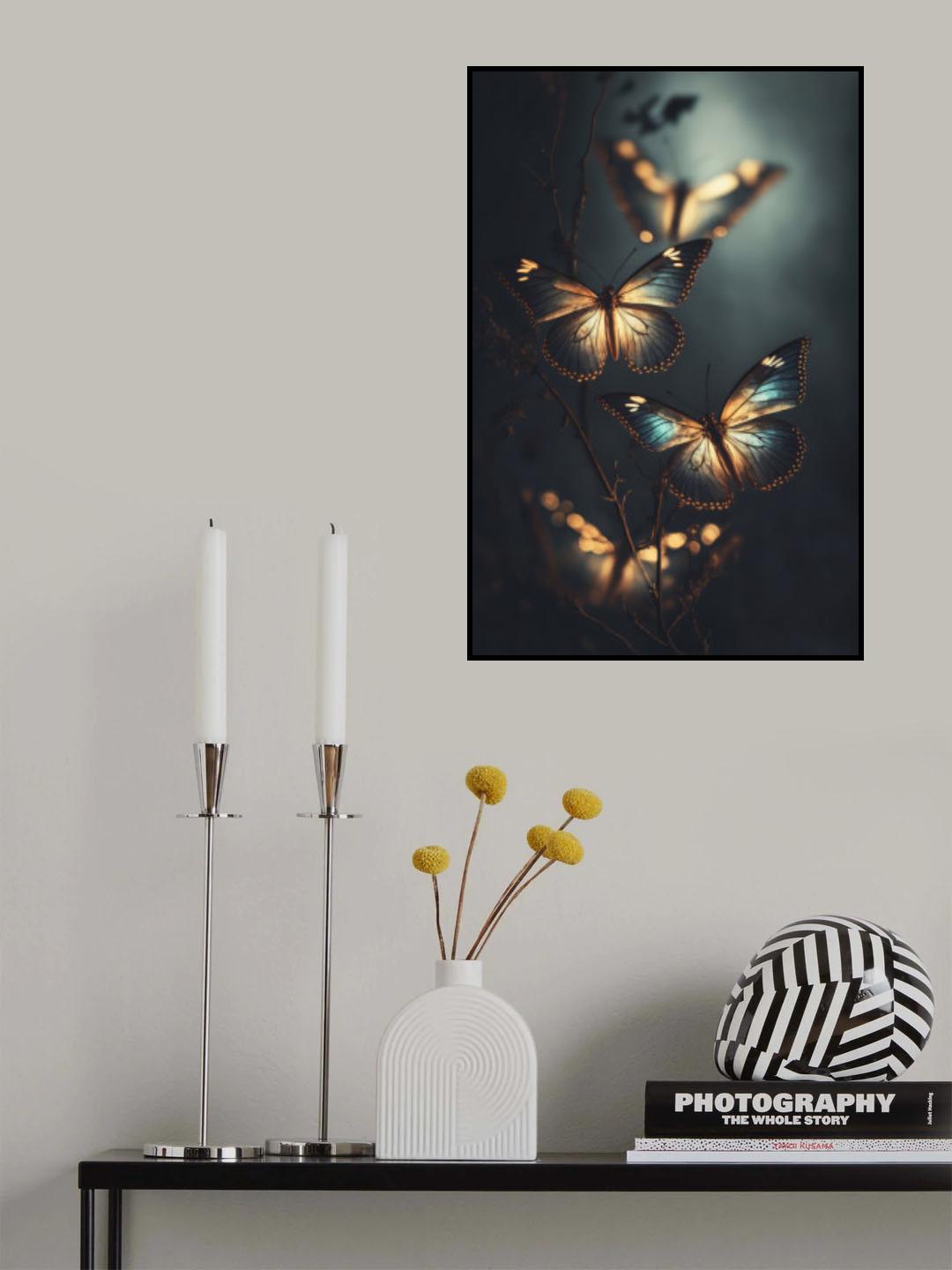 Glowing Butterflies Poster och Canvastavla