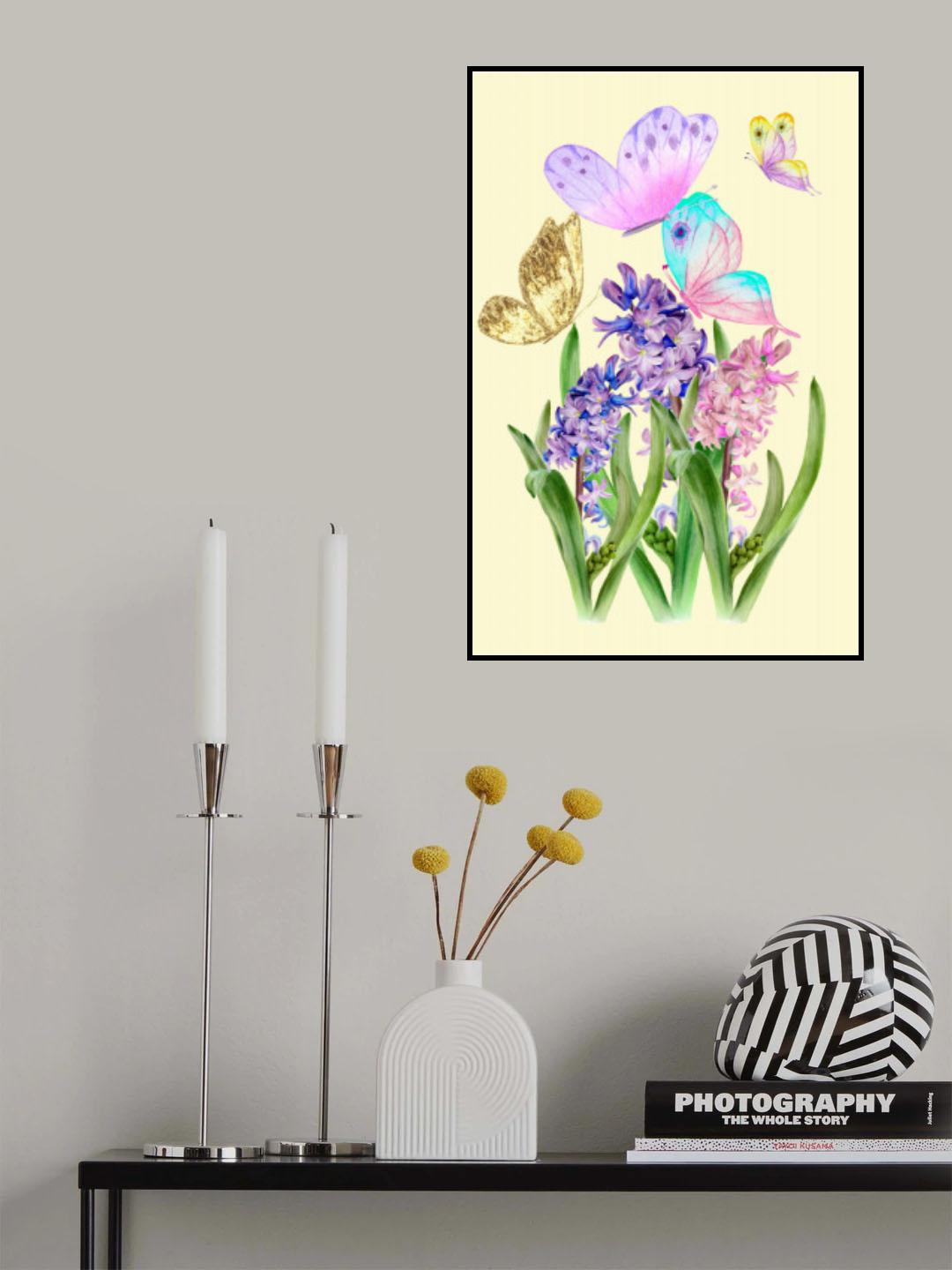 Flowers and butterflies Poster och Canvastavla