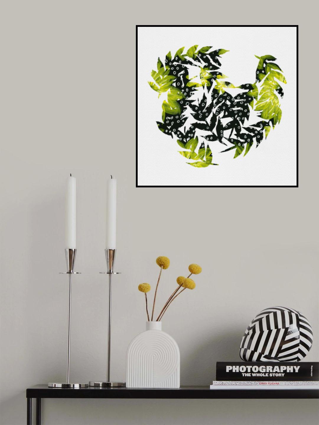 Polka Dots Leaves Curved Poster och Canvastavla