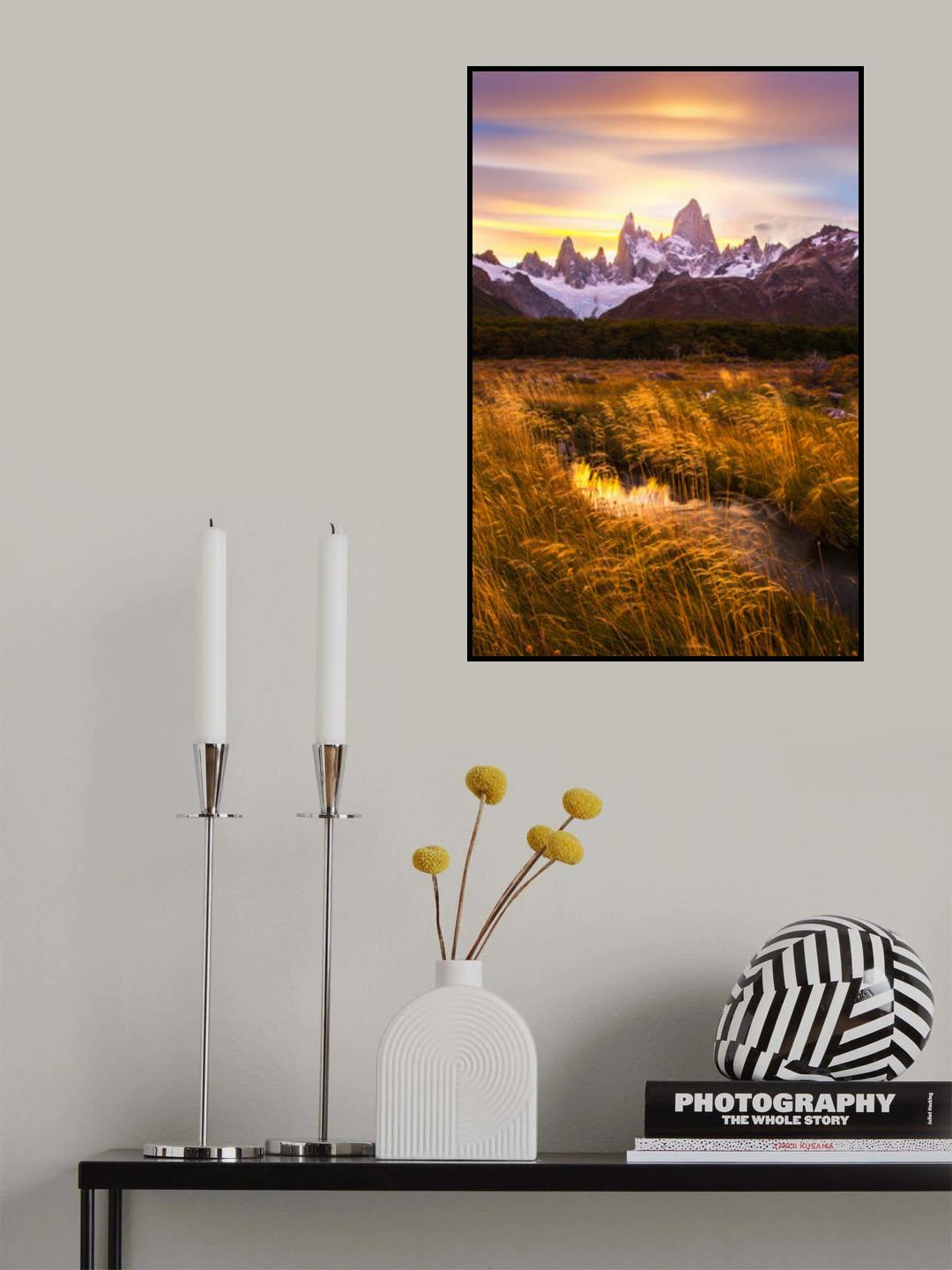 Mt Fitz Roy at Golden Hour Poster och Canvastavla