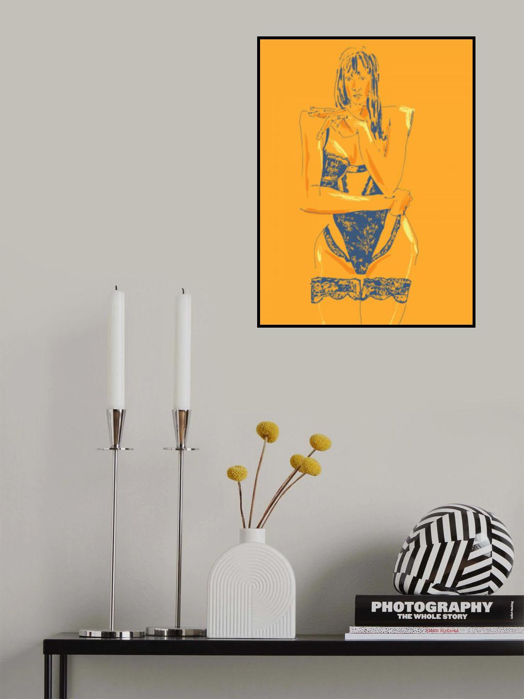Girl In Lingerie Orange Poster och Canvastavla