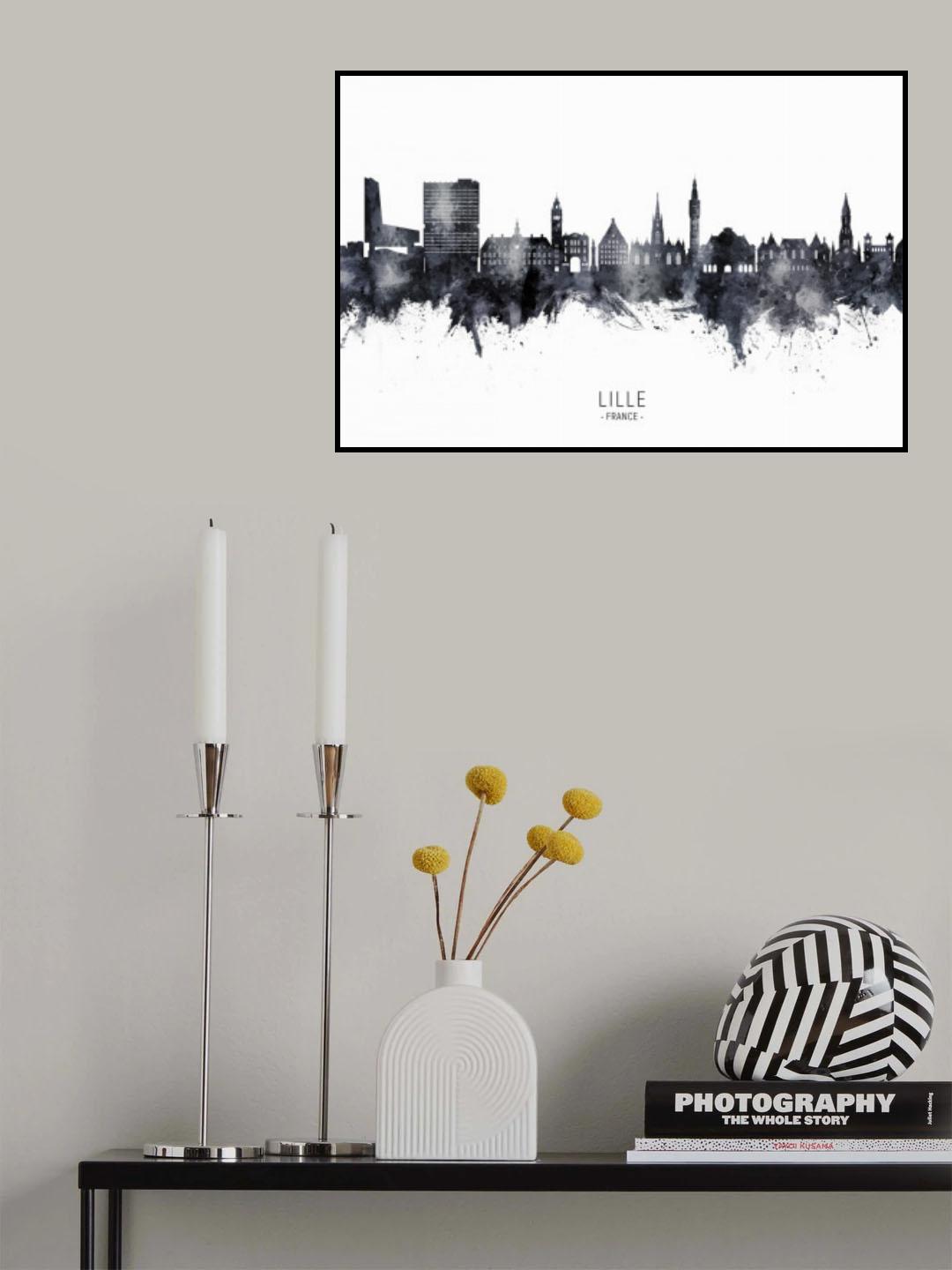 Lille France Skyline Poster och Canvastavla