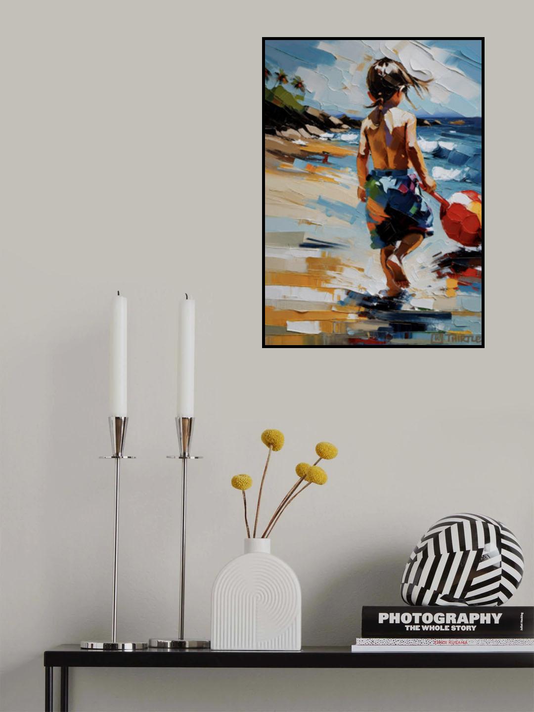 Boy On the Beach Poster och Canvastavla