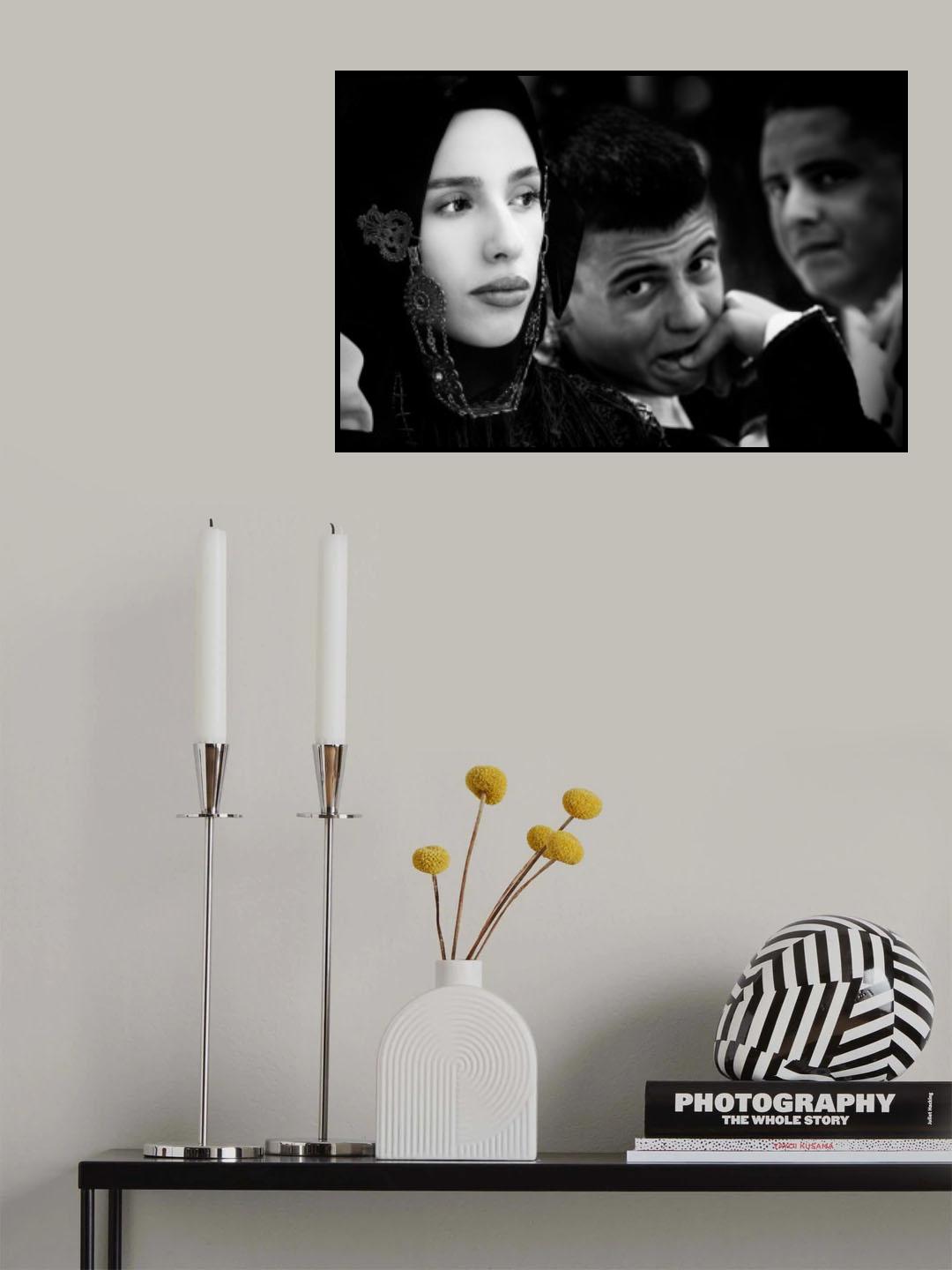 Girl in traditional dress with two boys Poster och Canvastavla