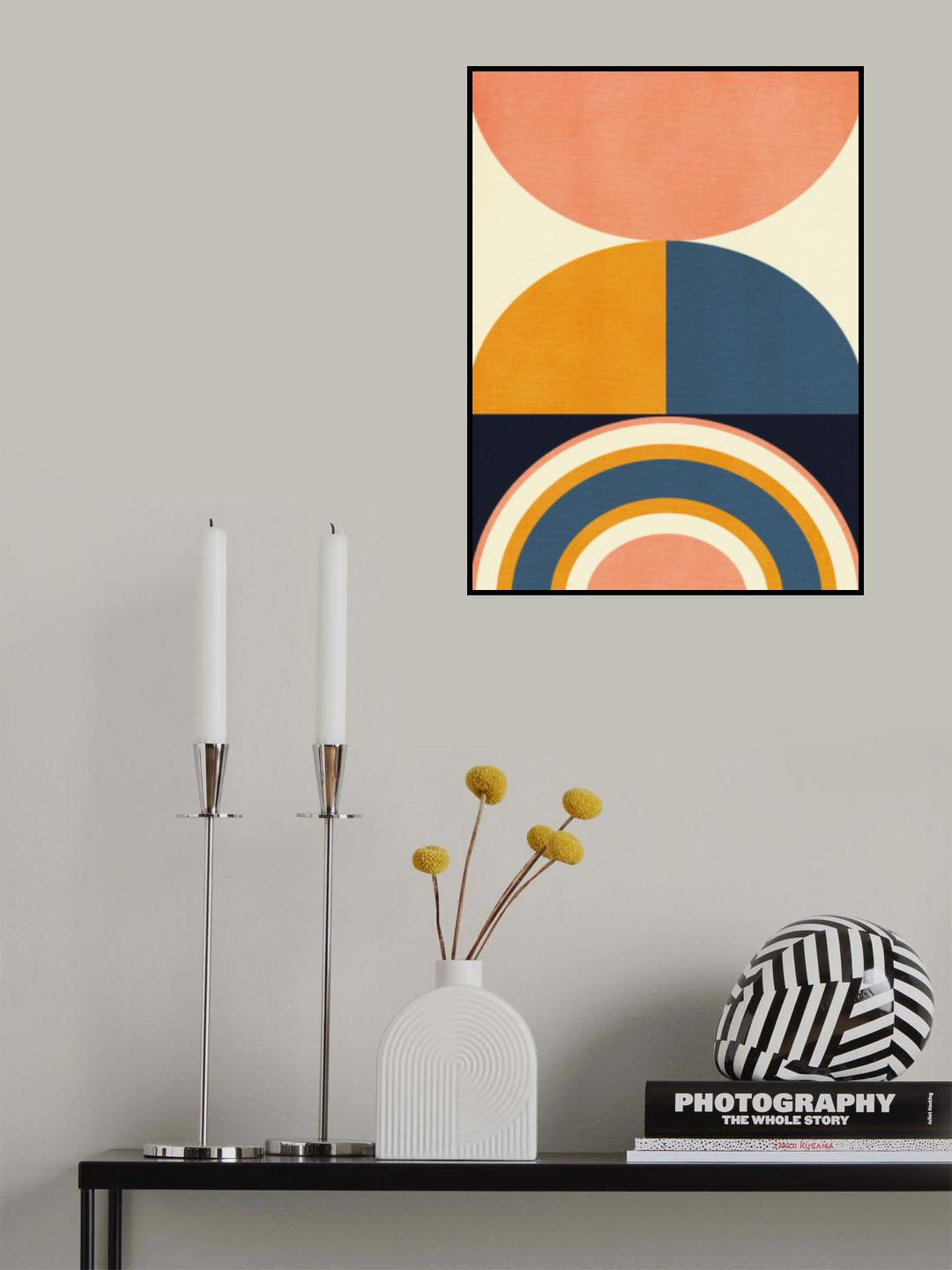 Rainbow Plus Shapes Blue Mustard10 Poster och Canvastavla