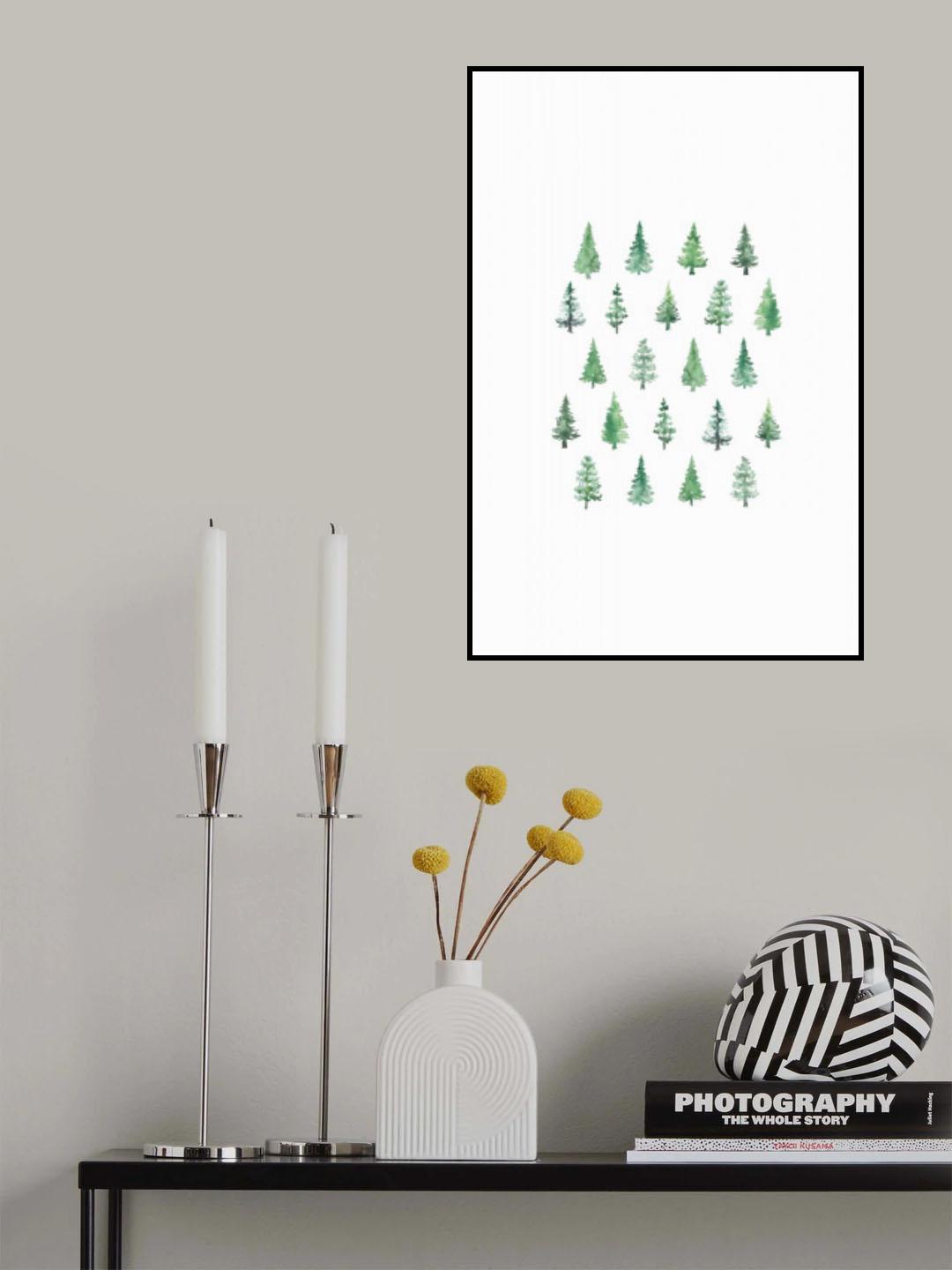 Little watercolor Christmas trees Poster och Canvastavla