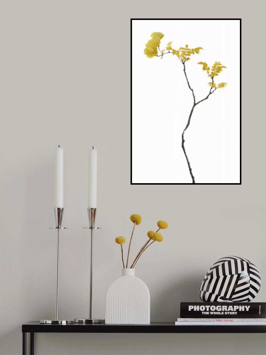 Flower Minimal Black and Gold 01 Poster och Canvastavla