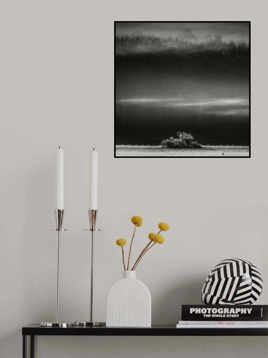 Morning fog on dam Poster och Canvastavla
