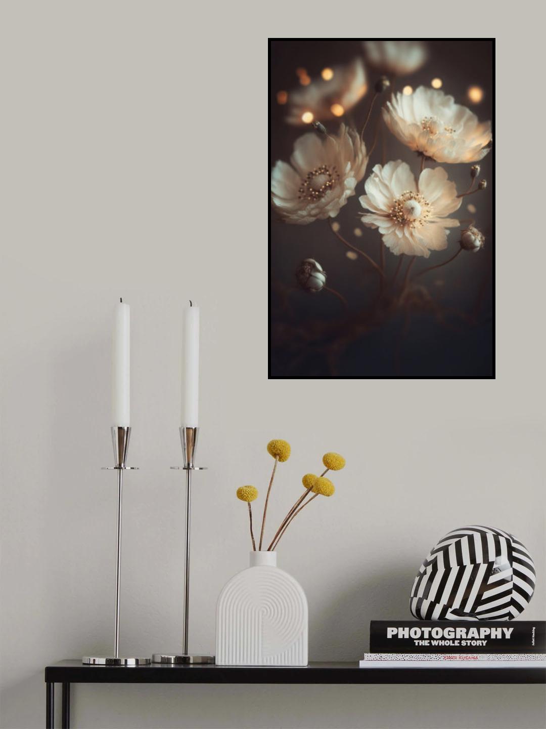 Creme Beige Flowers Poster och Canvastavla