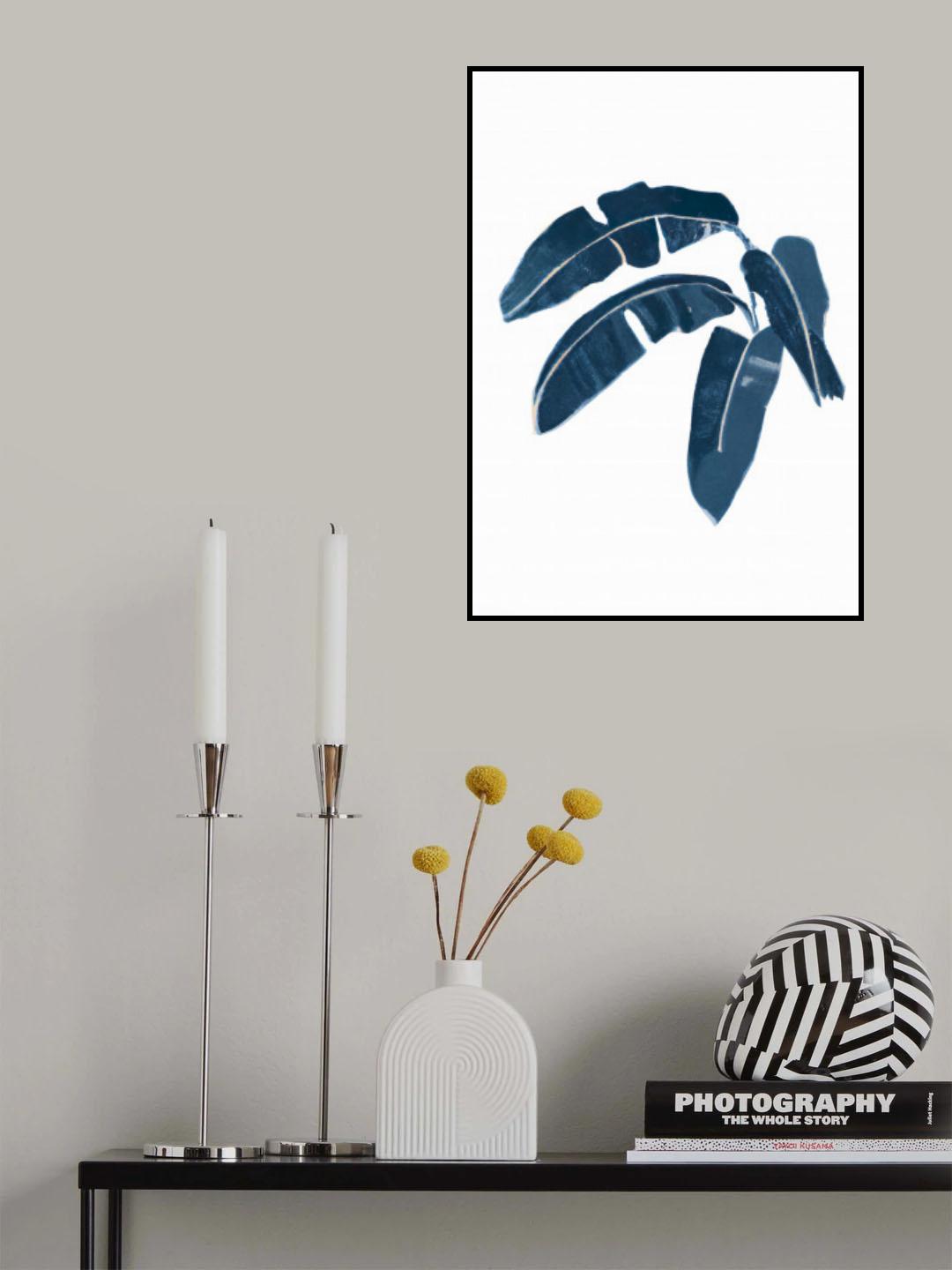 Palm Indigo White Poster och Canvastavla