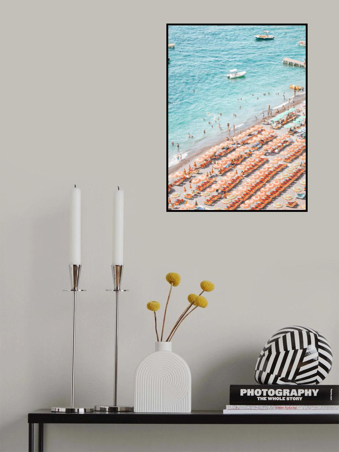 Positano Beach Scene Poster och Canvastavla