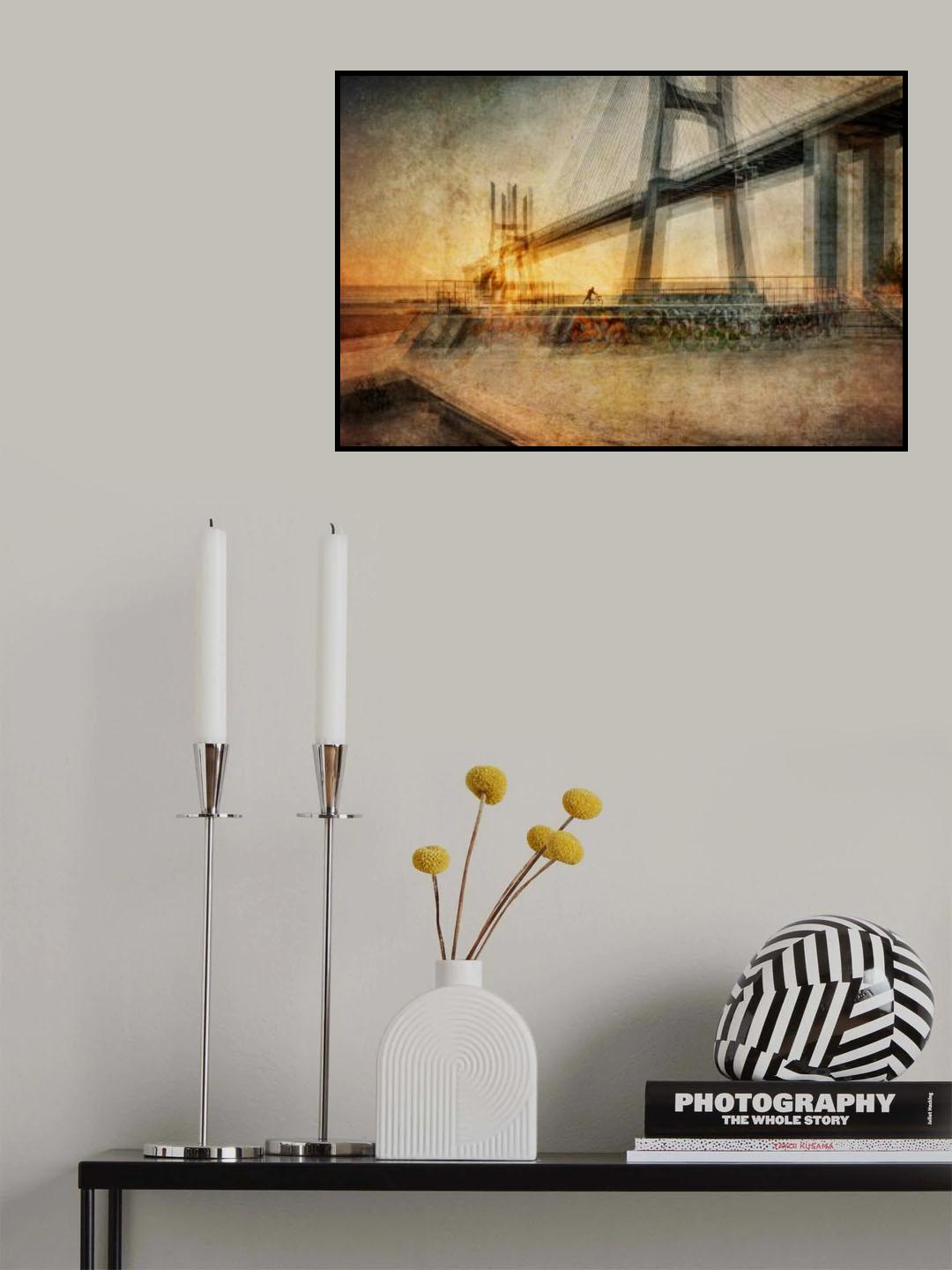 Sunrise near the bridge (Lisbon) Poster och Canvastavla