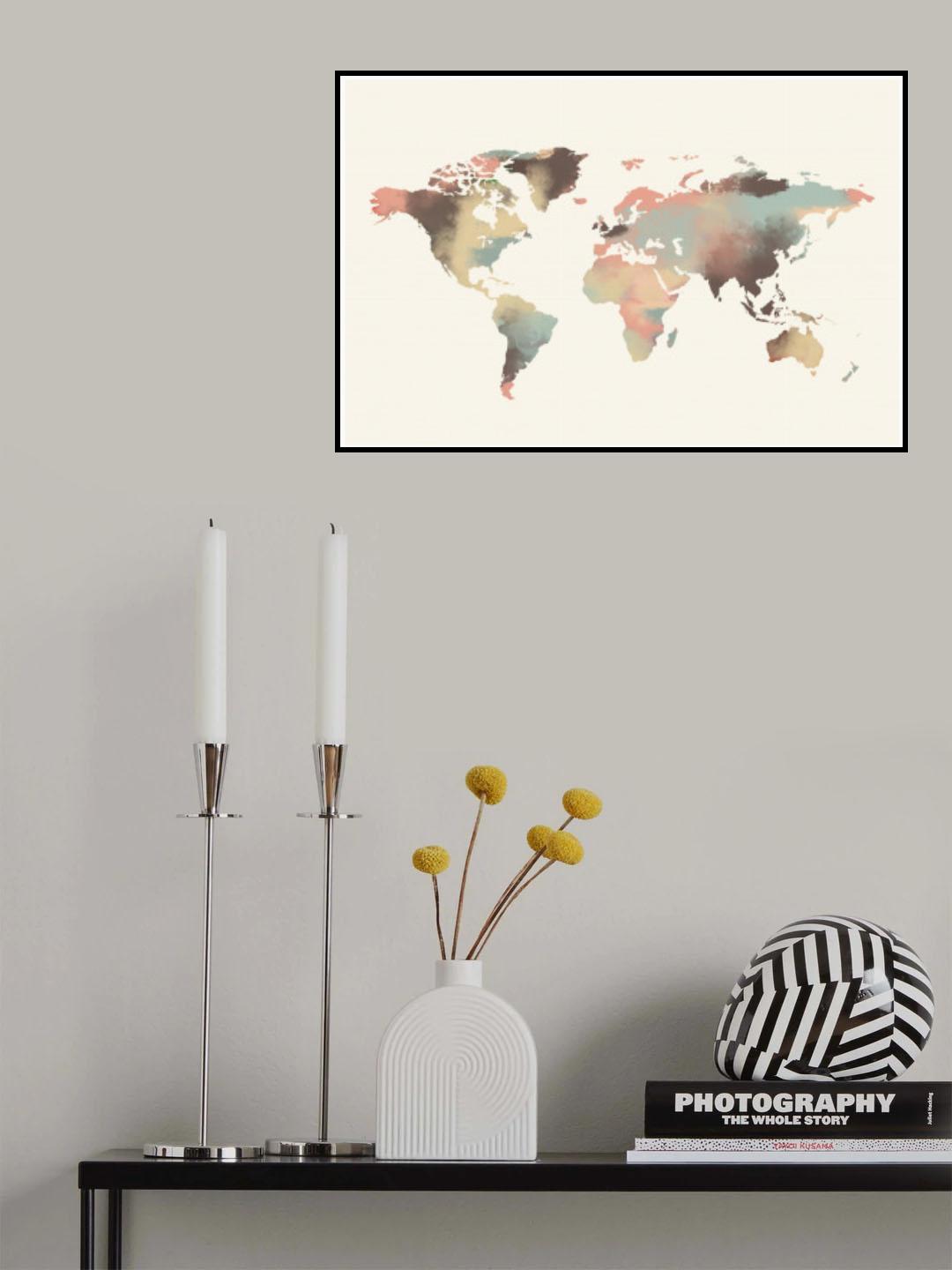World Map Color Poster och Canvastavla