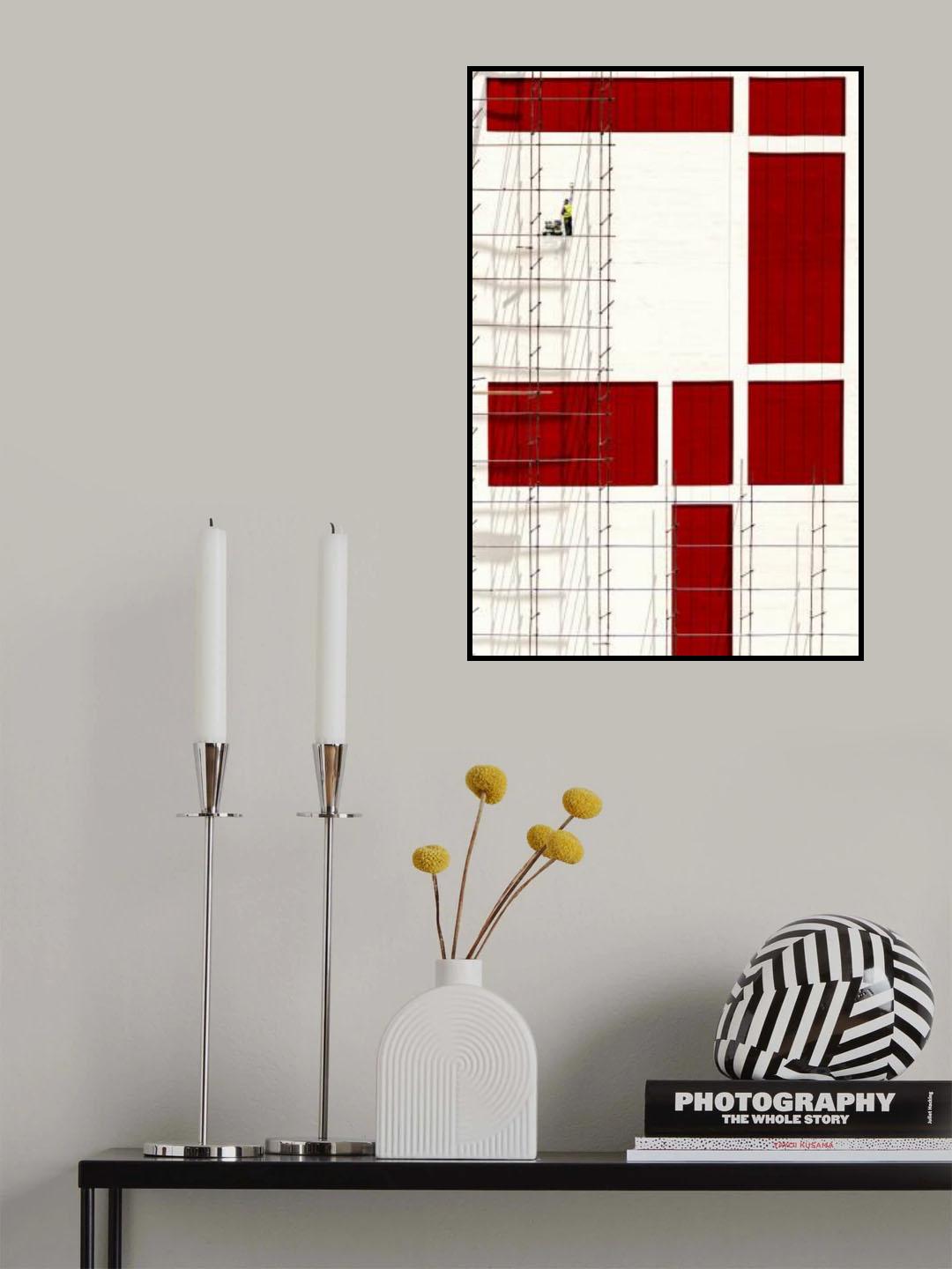 Lines, Reds and a man Poster och Canvastavla