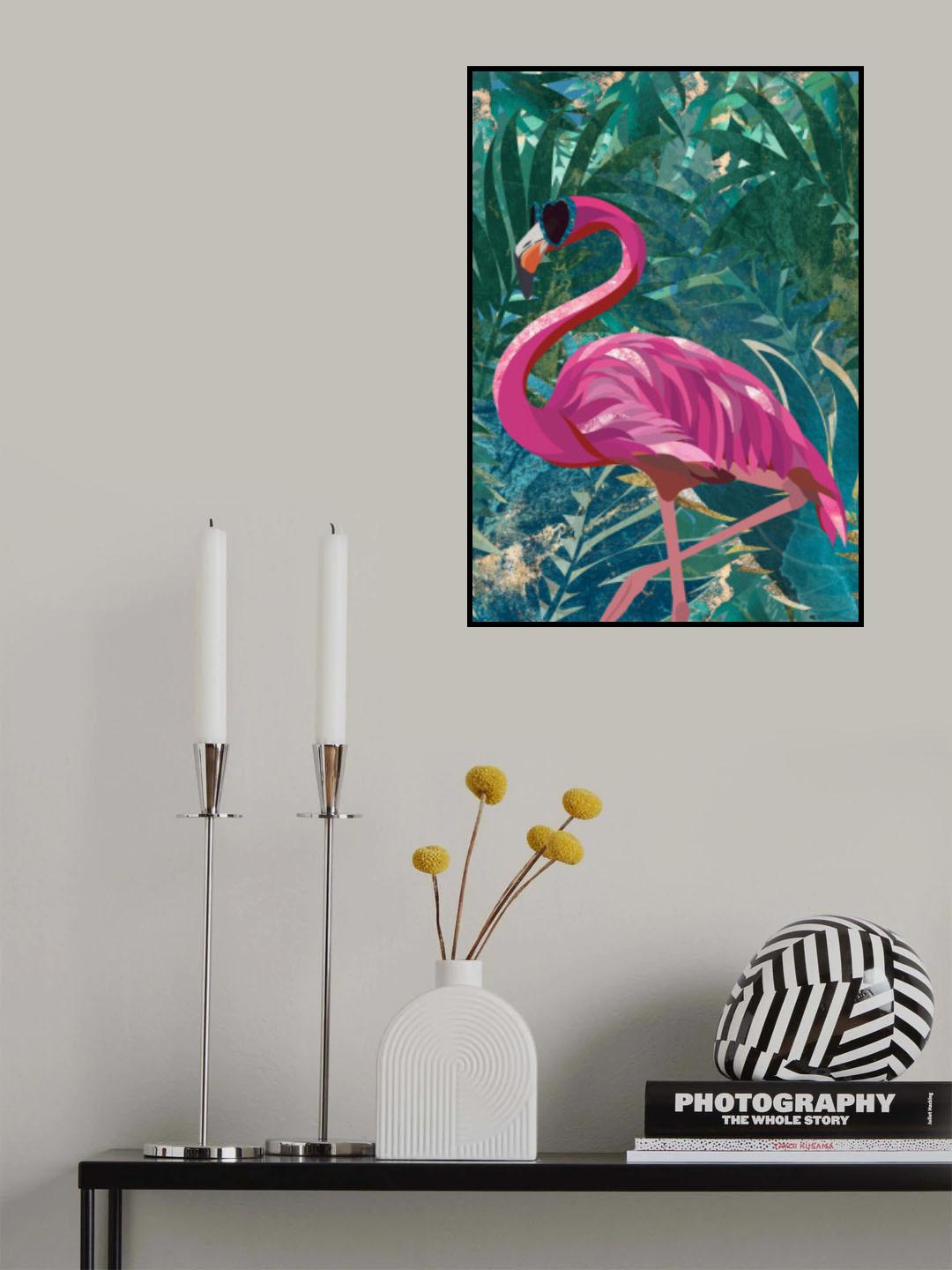 Flamingo in the Jungle Poster och Canvastavla