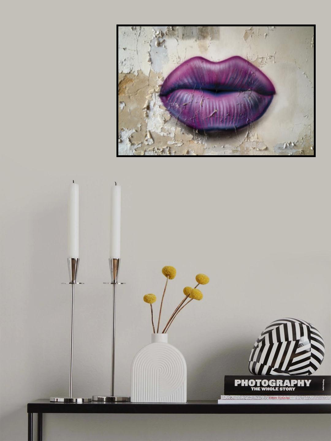 Lips on the Wall Poster och Canvastavla
