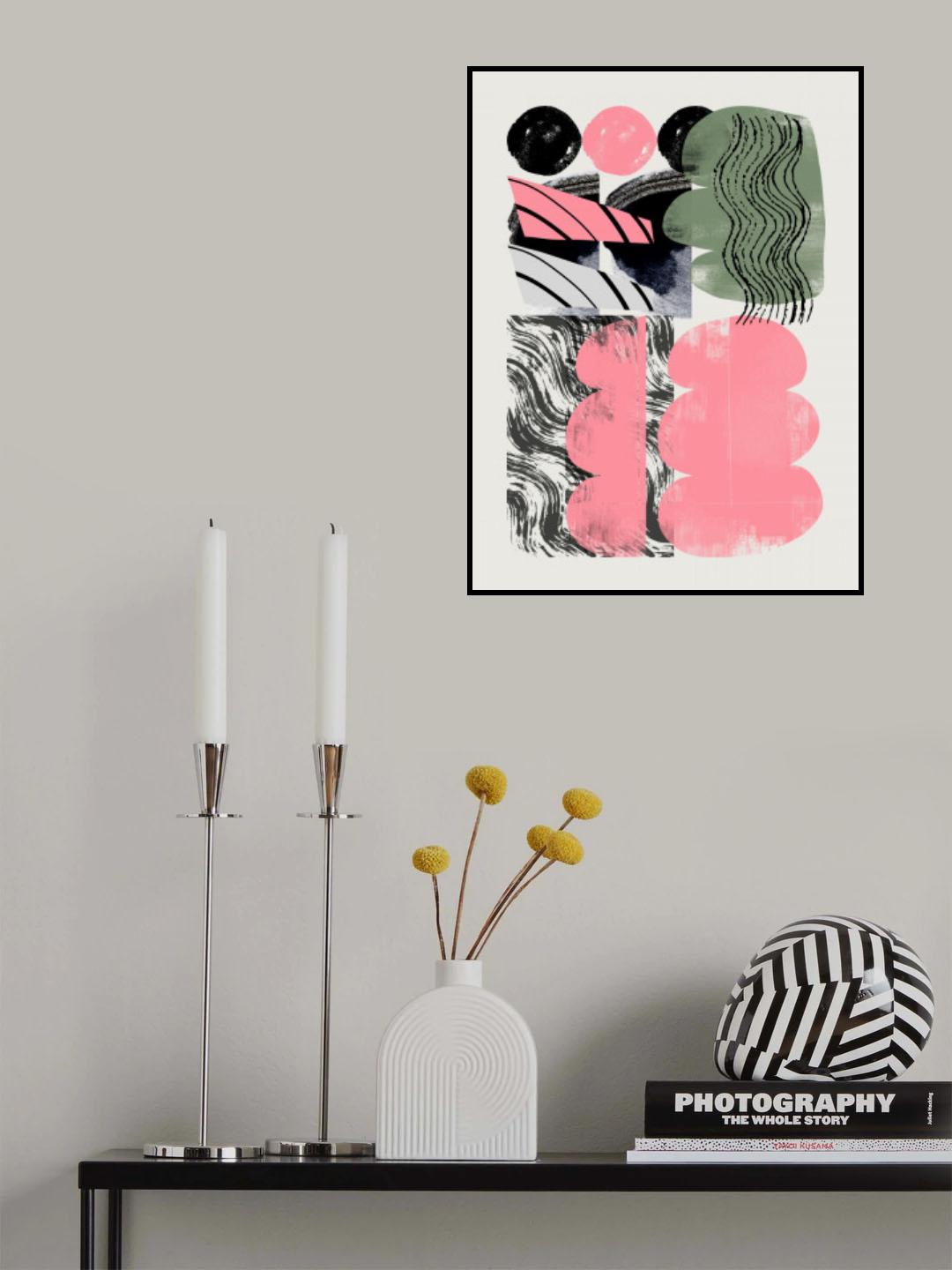 Abstract Shape Collage In Pink Poster och Canvastavla