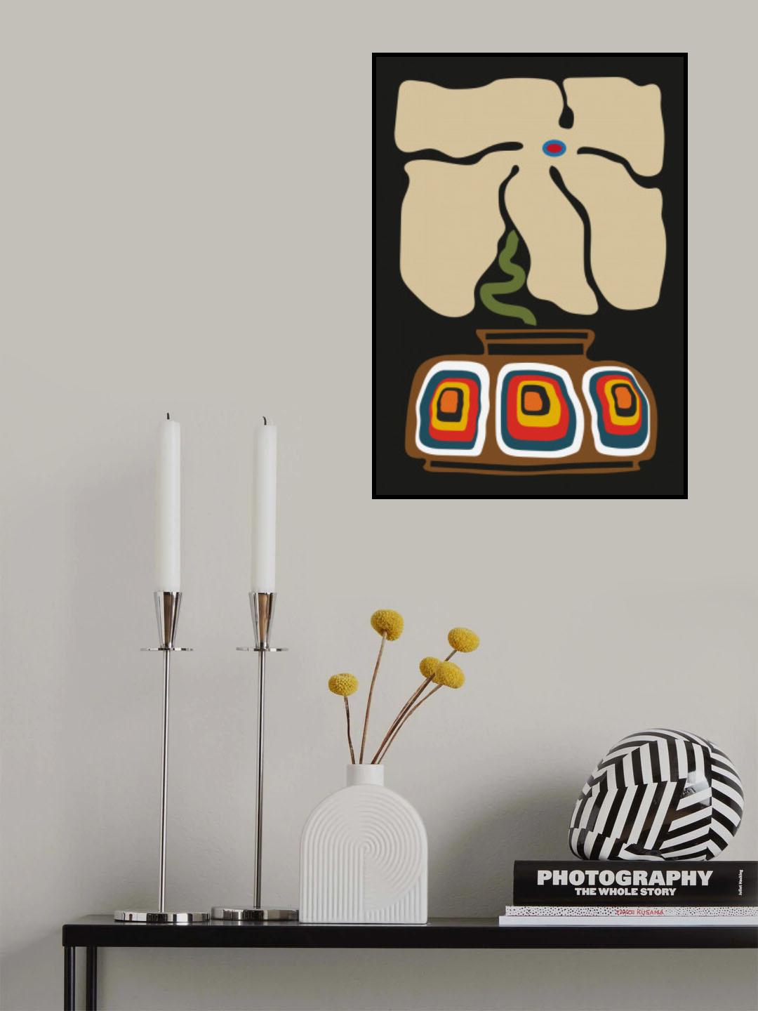 Ukiyo Flower Grey Poster och Canvastavla