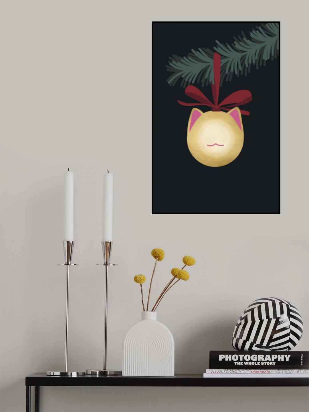 Meowrry bauble (black gold) Poster och Canvastavla