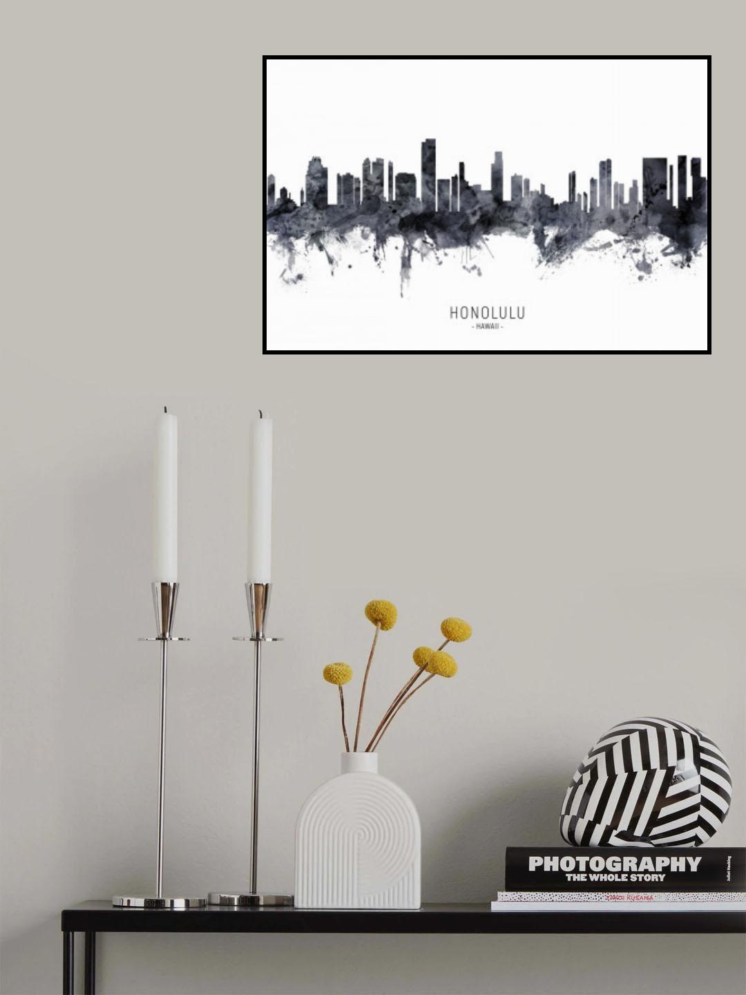 Honolulu Hawaii Skyline Poster och Canvastavla