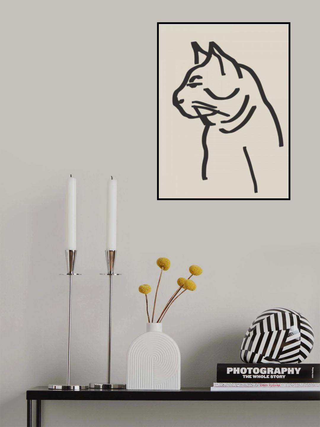 Line Art Cat Drawing Poster och Canvastavla