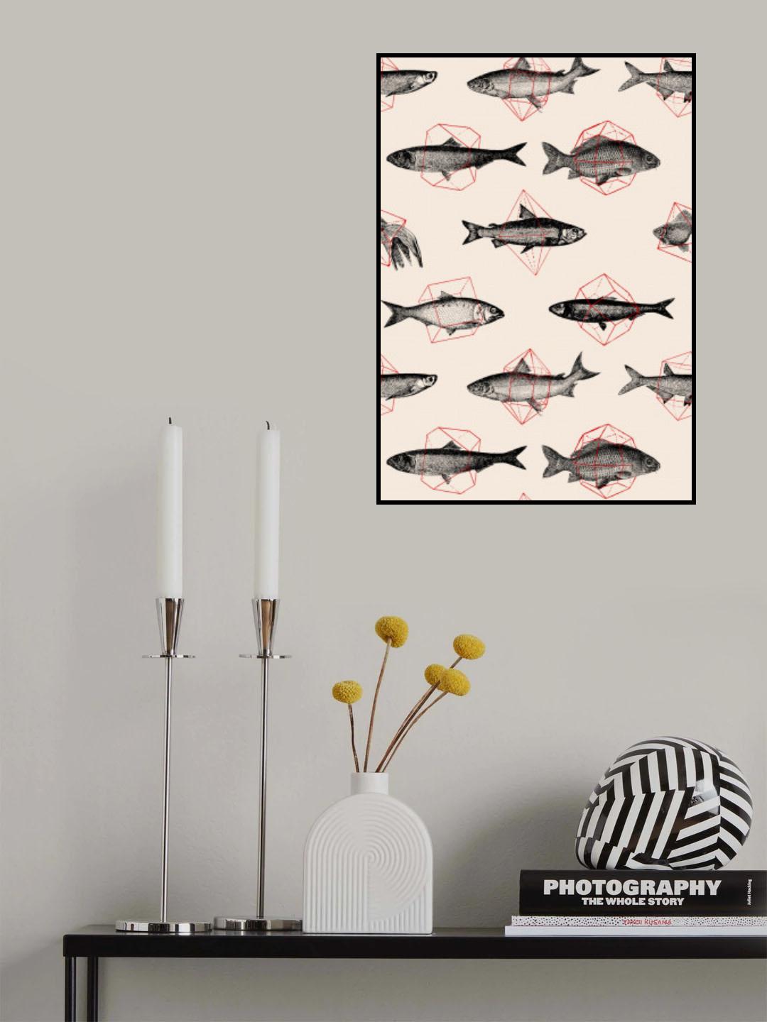 Fishes In Geometrics Nº4 Poster och Canvastavla