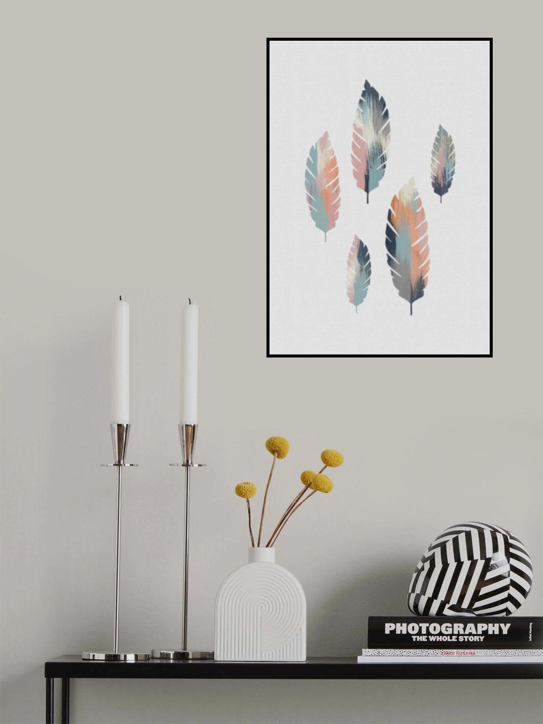 Pastel Leaves Poster och Canvastavla