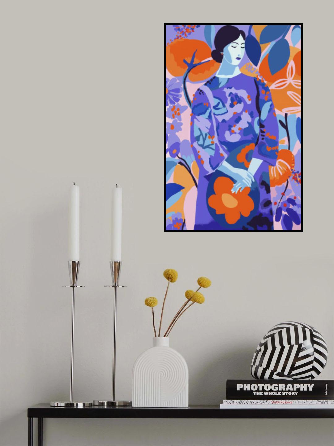 Woman In Flower Garden Poster och Canvastavla