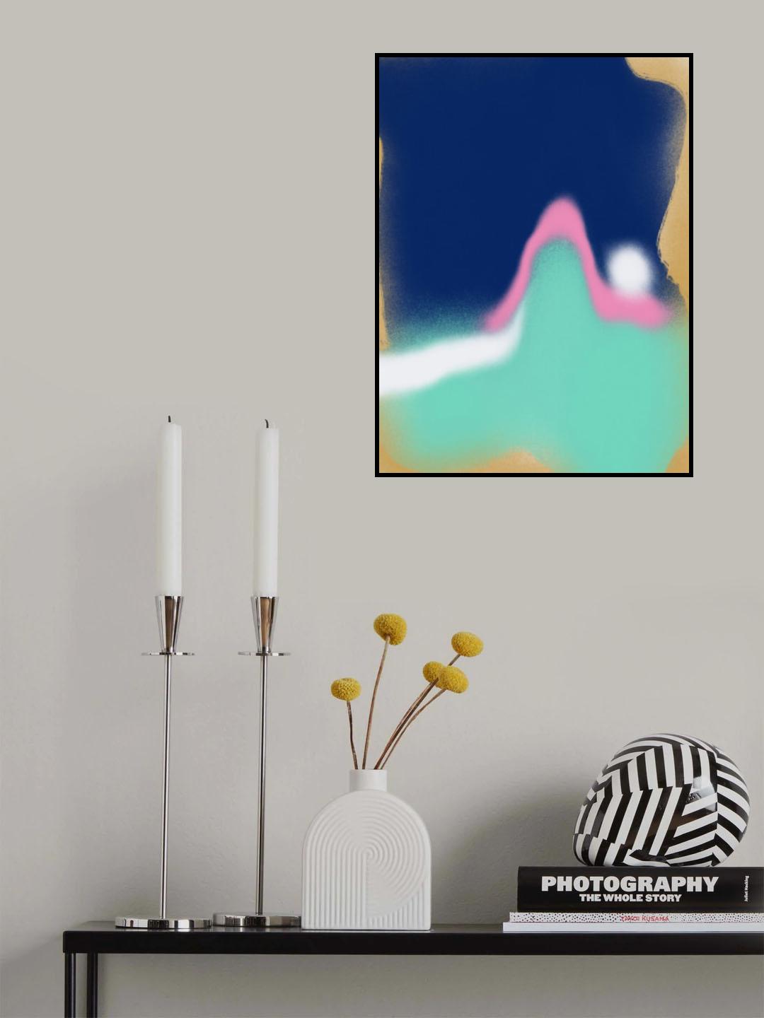 Blue and Luminous Greeen Liquid Poster och Canvastavla