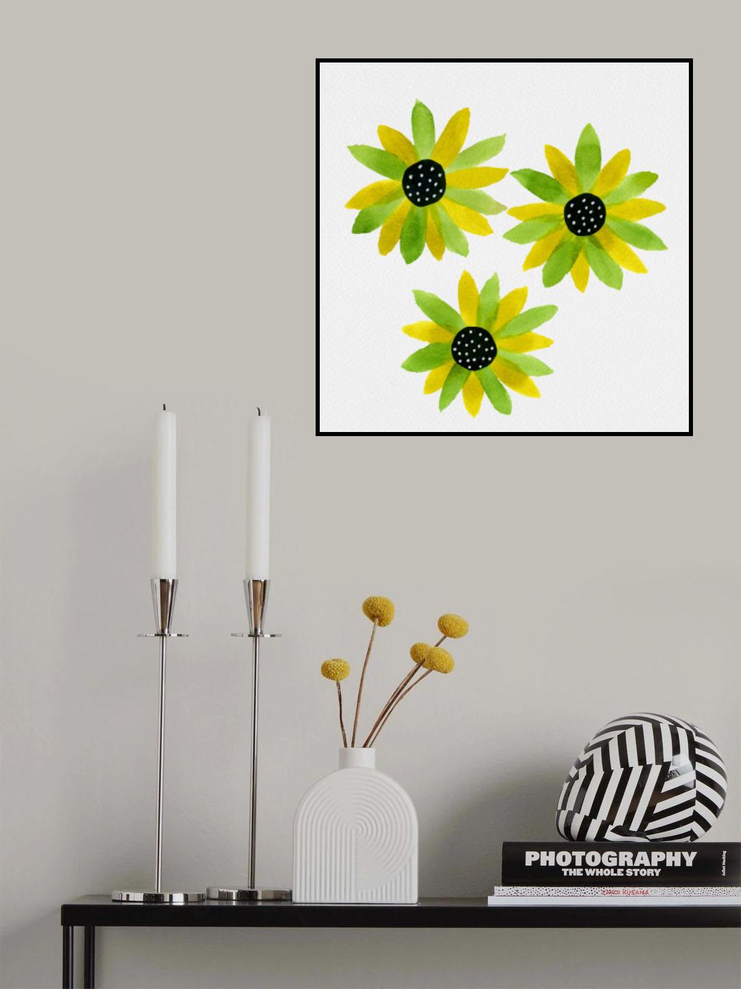 Green Floral Polka Dot Center Poster och Canvastavla