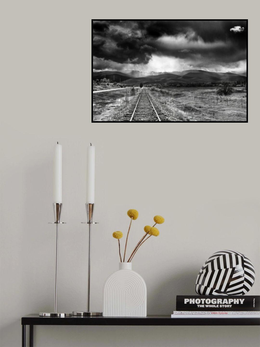 Tracks & Thunderstorm - Ronan, MT Poster och Canvastavla