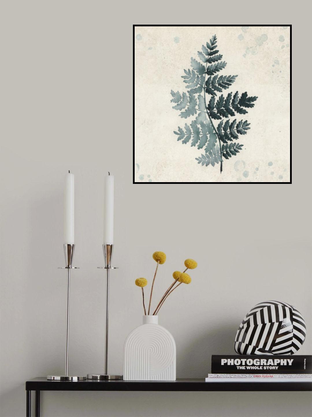 Teal watercolor fern 2 Poster och Canvastavla