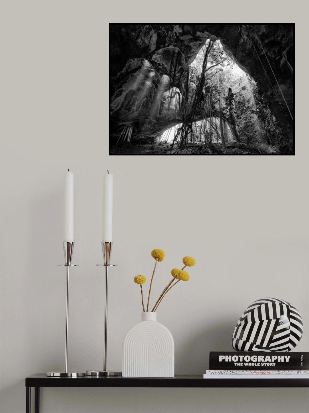 Middle Caicos Cave in BW Poster och Canvastavla