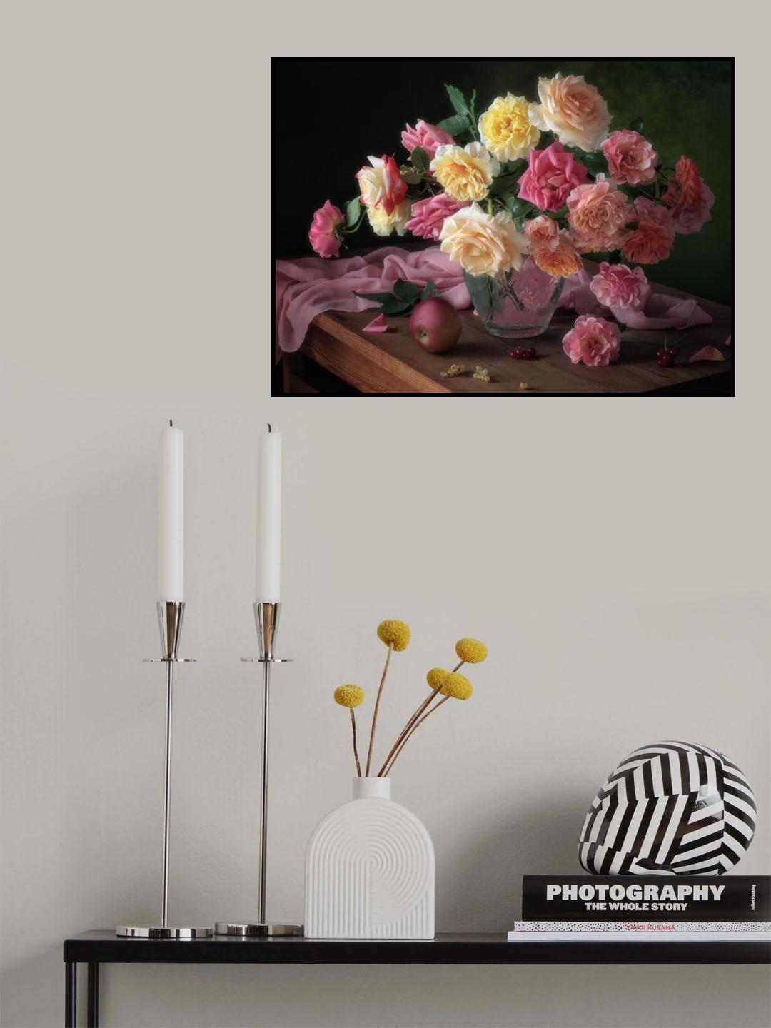 With a bouquet of garden roses Poster och Canvastavla