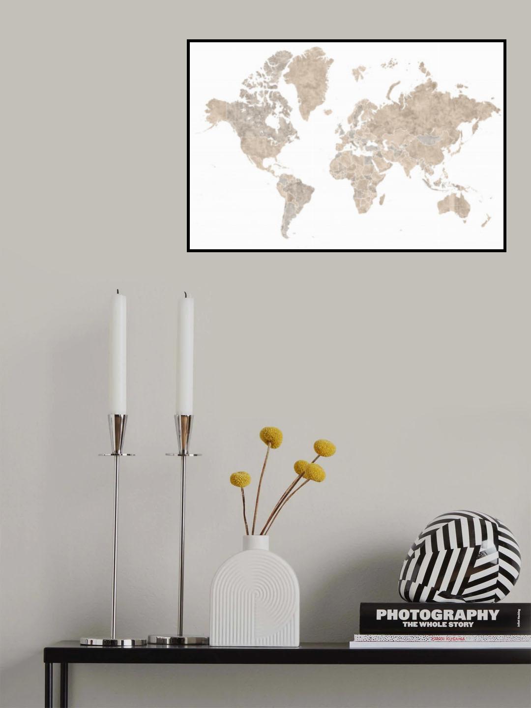 Abey world map no labels Poster och Canvastavla